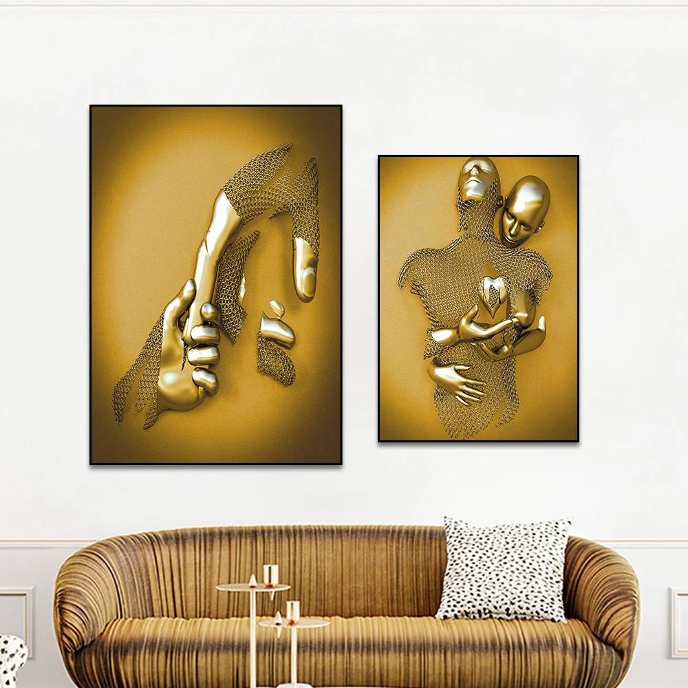 3D Metal Figure Statue Art Canvas Poster - Image 6