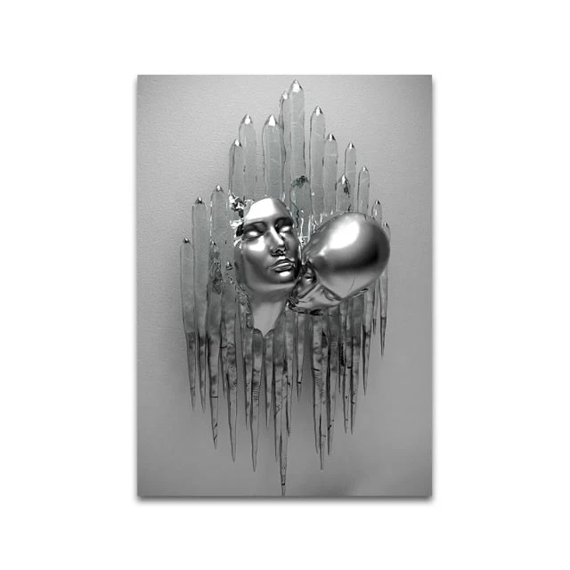 3D Metal Figure Statue Art Canvas Poster - Image 7