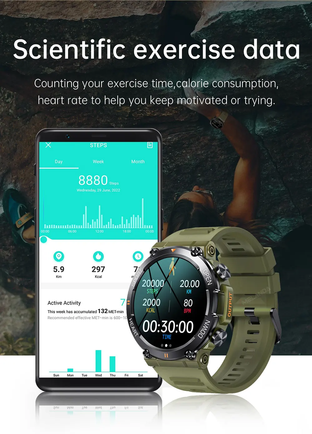 Ultra Durable Construction HD Bluetooth Health Tracker Smartwatch For Android & IOS - Image 10