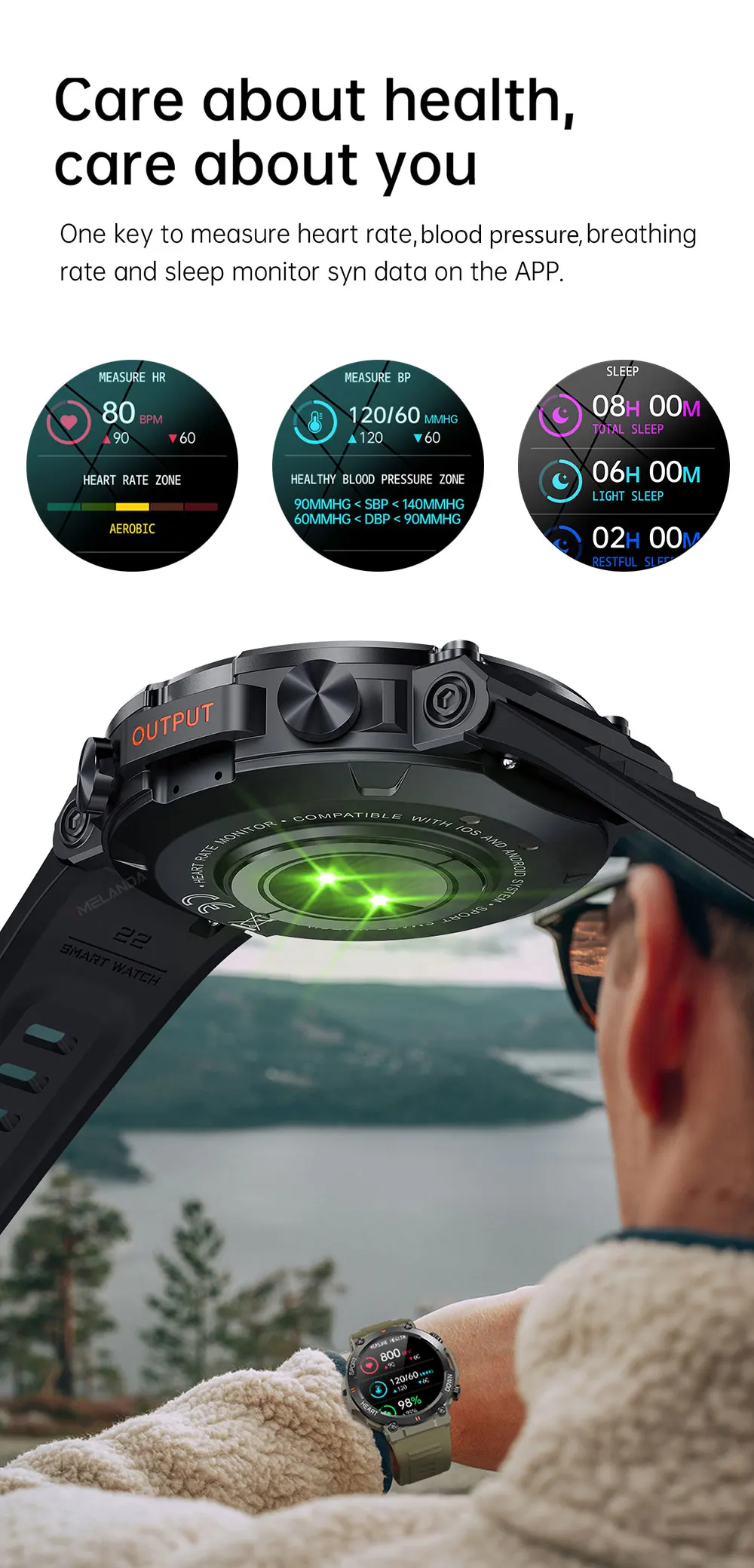 Ultra Durable Construction HD Bluetooth Health Tracker Smartwatch For Android & IOS - Image 14