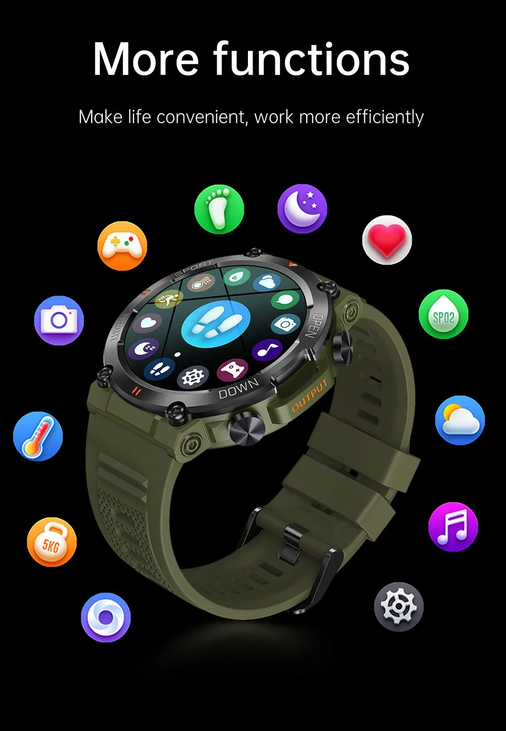 Ultra Durable Construction HD Bluetooth Health Tracker Smartwatch For Android & IOS - Image 16