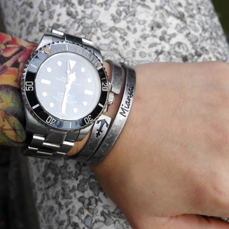 Miaisai - Anchor 316L Titanium Steel Retro Silver bracelet - Image 3