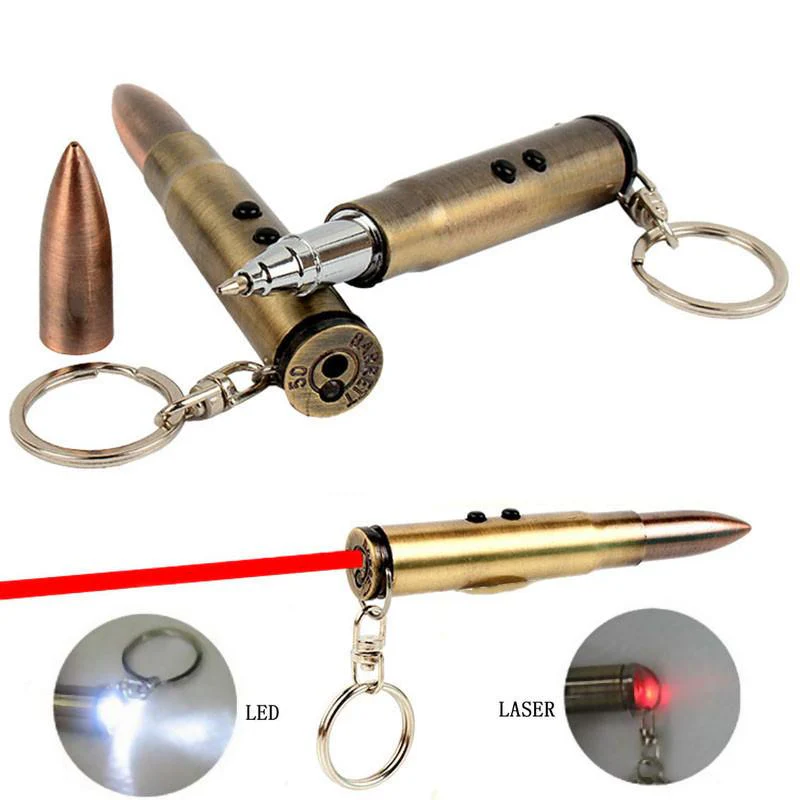 Mini 3 IN 1 LED Flashlight / Ball-point Pen/Red Laser /Key Chain