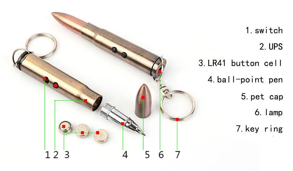 Mini 3 IN 1 LED Flashlight / Ball-point Pen/Red Laser /Key Chain - Image 2