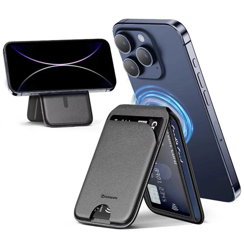 MagSafe 3-in-1 RFID-Blocking Magnetic Card Holder with Adjustable iPhone Stand - Image 3