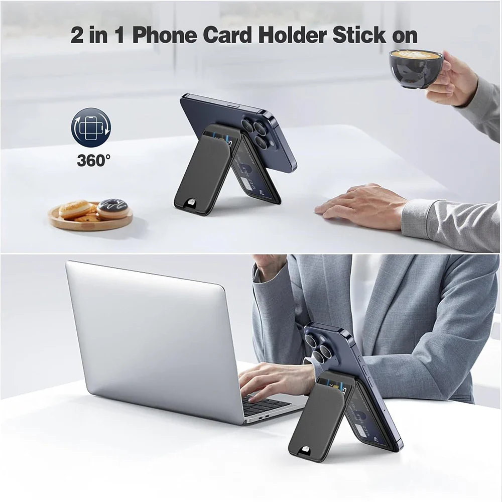 MagSafe 3-in-1 RFID-Blocking Magnetic Card Holder with Adjustable iPhone Stand - Image 5