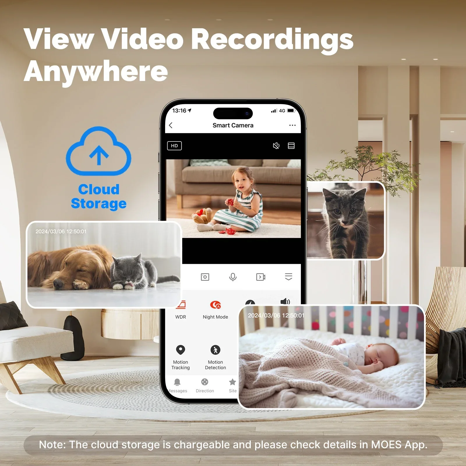 HD 4MP WiFi Night Vision Sound & Motion Detection Smart Security Camera - Image 13