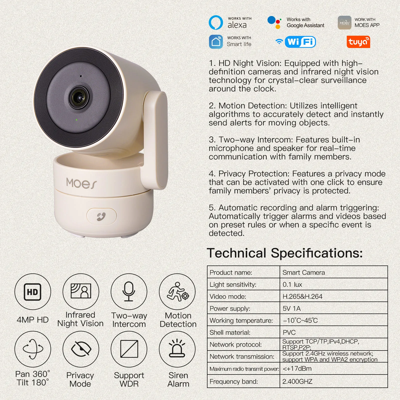 HD 4MP WiFi Night Vision Sound & Motion Detection Smart Security Camera - Image 19