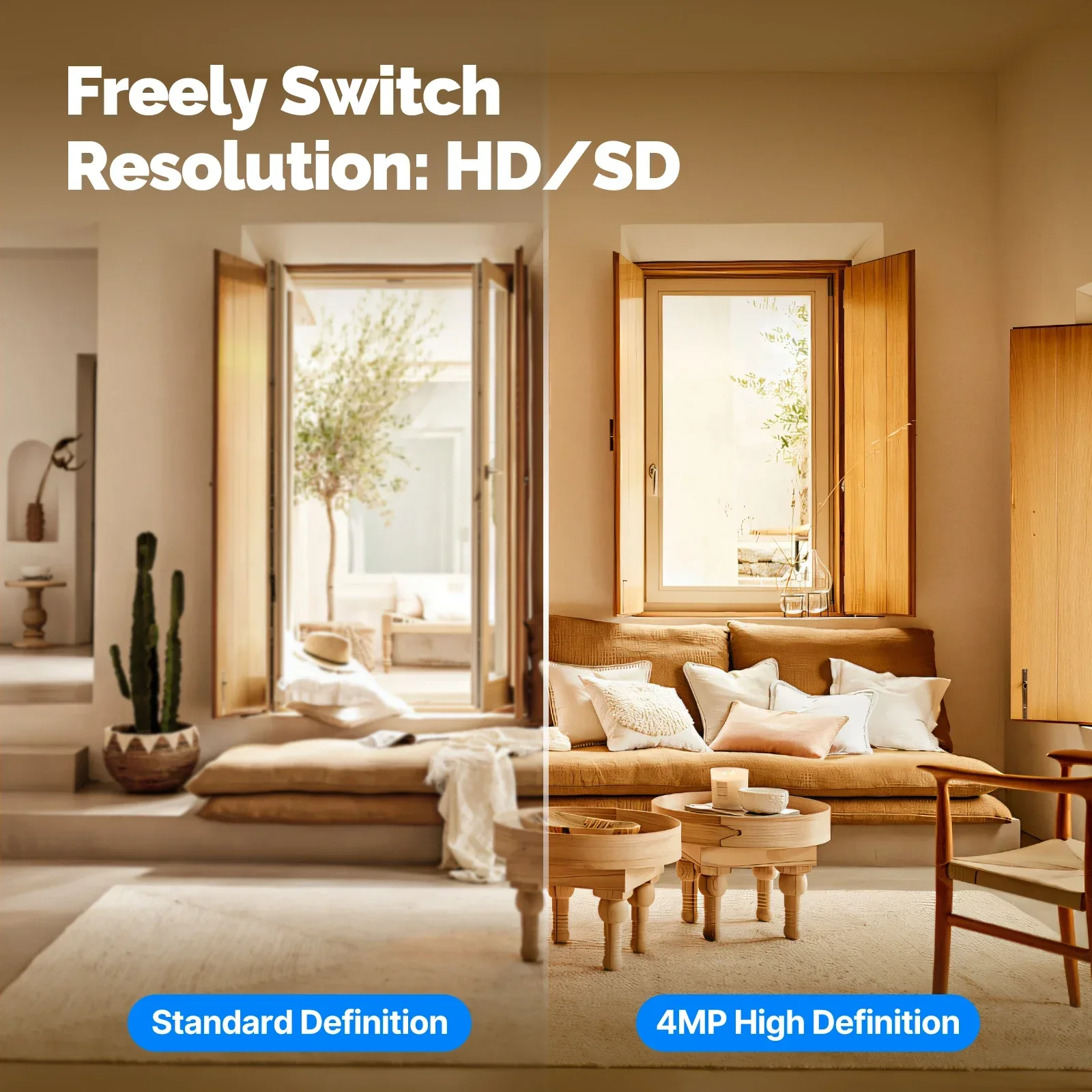 HD 4MP WiFi Night Vision Sound & Motion Detection Smart Security Camera - Image 2