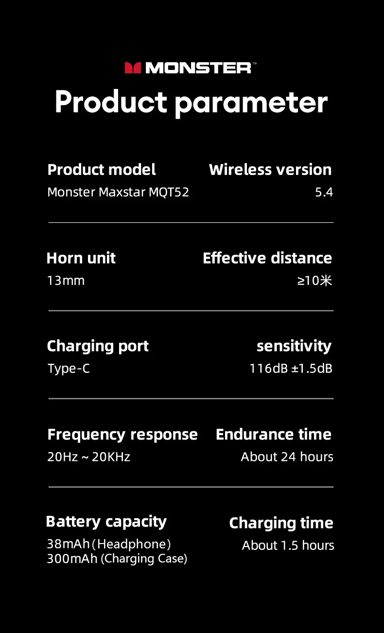 Monster Bluetooth 5.4 Dual Mode HIFI Stereo & HD Calls with Noise Reduction Earphones - Image 19