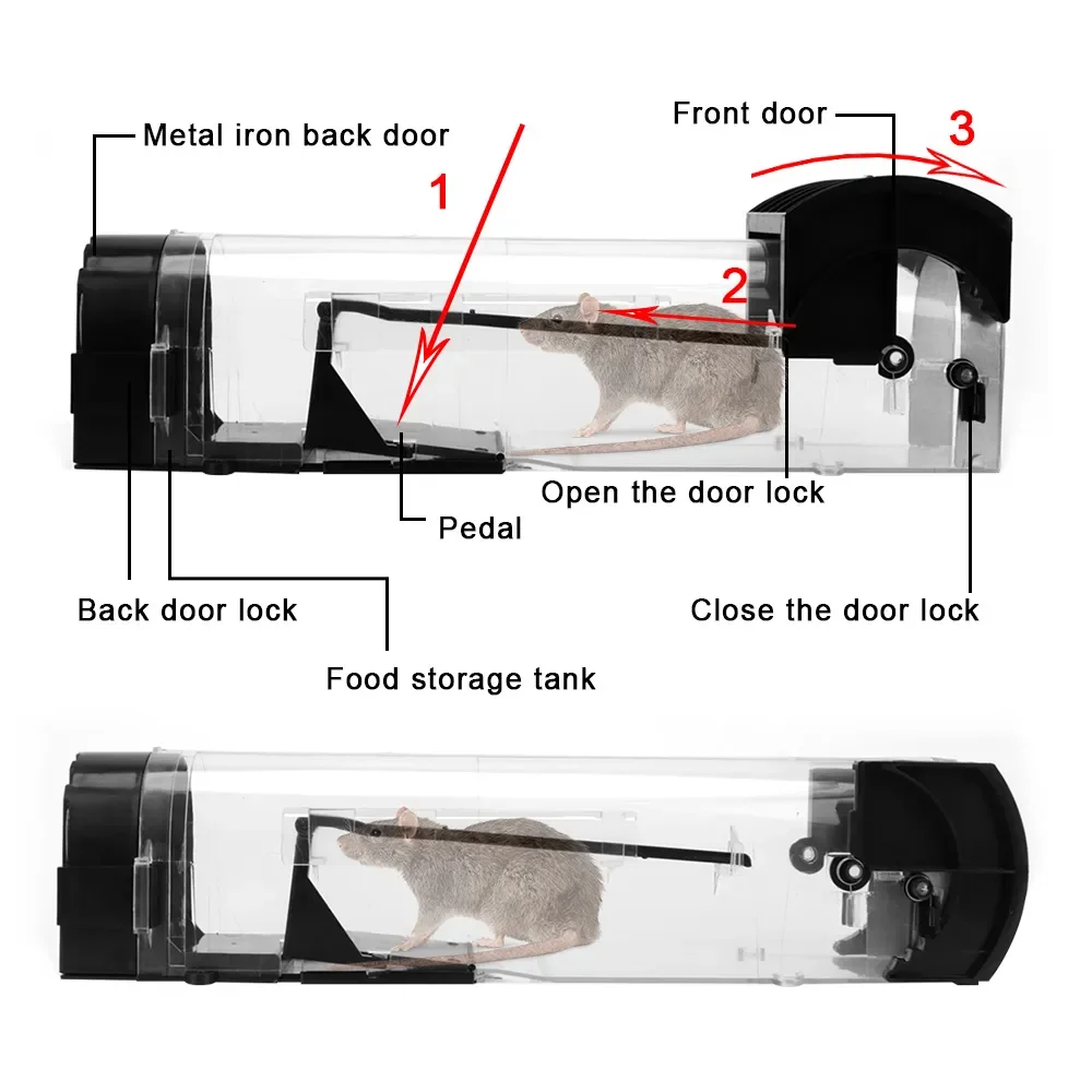 SafeRelease Self-Locking Humane Mouse Trap – Clear Reusable Design - Image 4