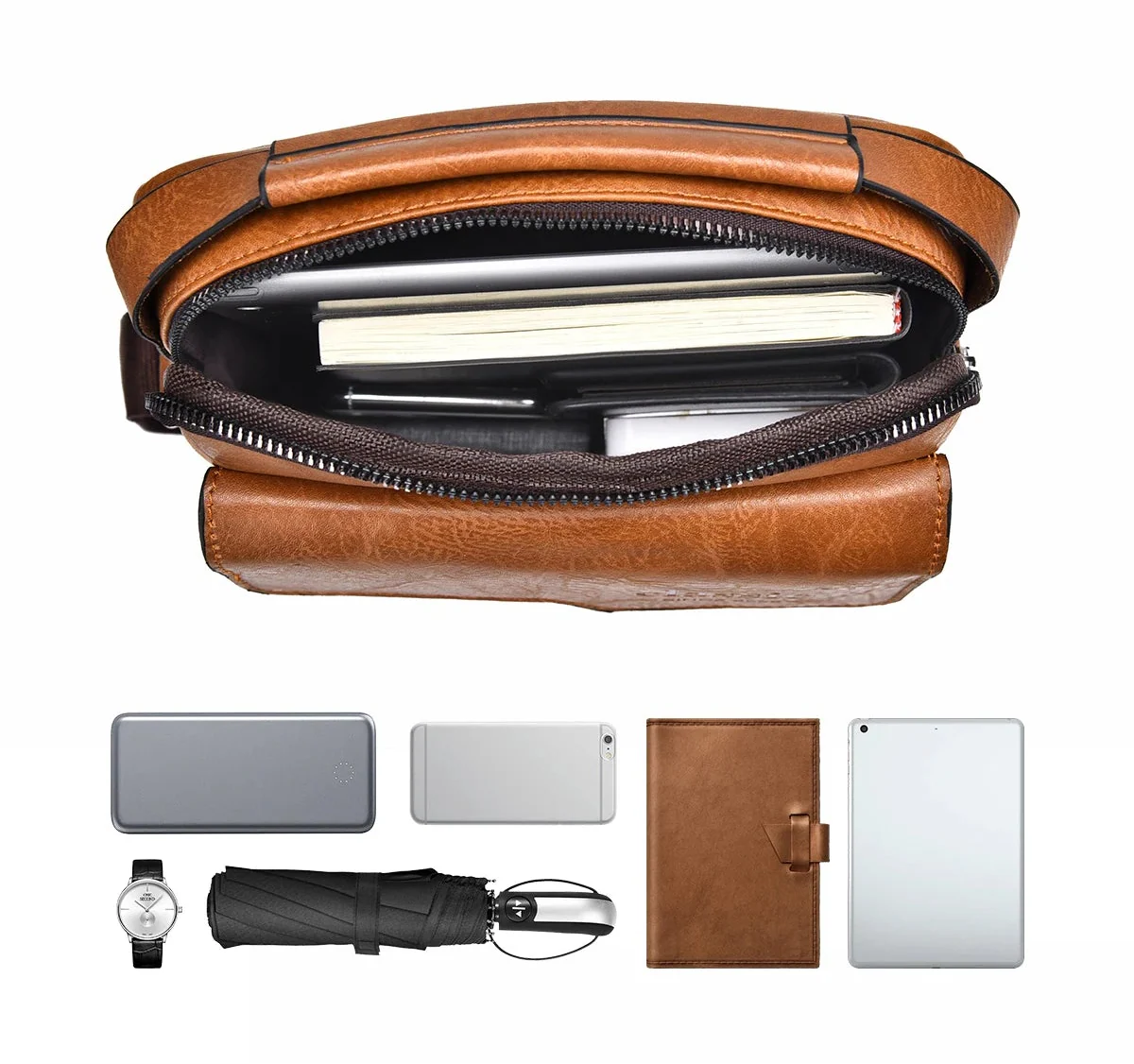 Vintage Textured Messenger Bag – Lightweight Compact & Practical - Image 19