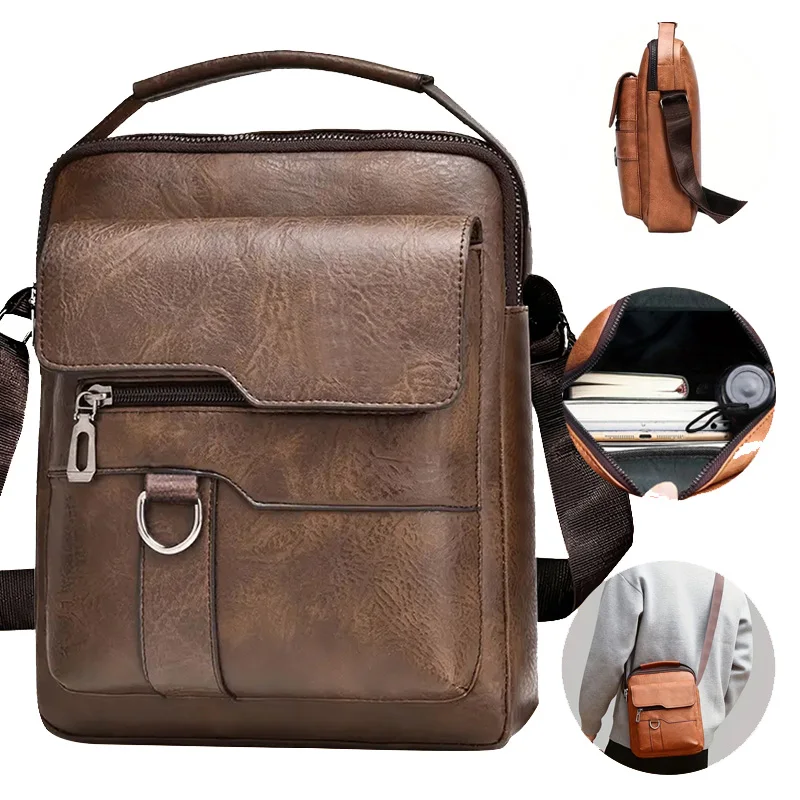 Vintage Textured Messenger Bag – Lightweight Compact & Practical - Image 2