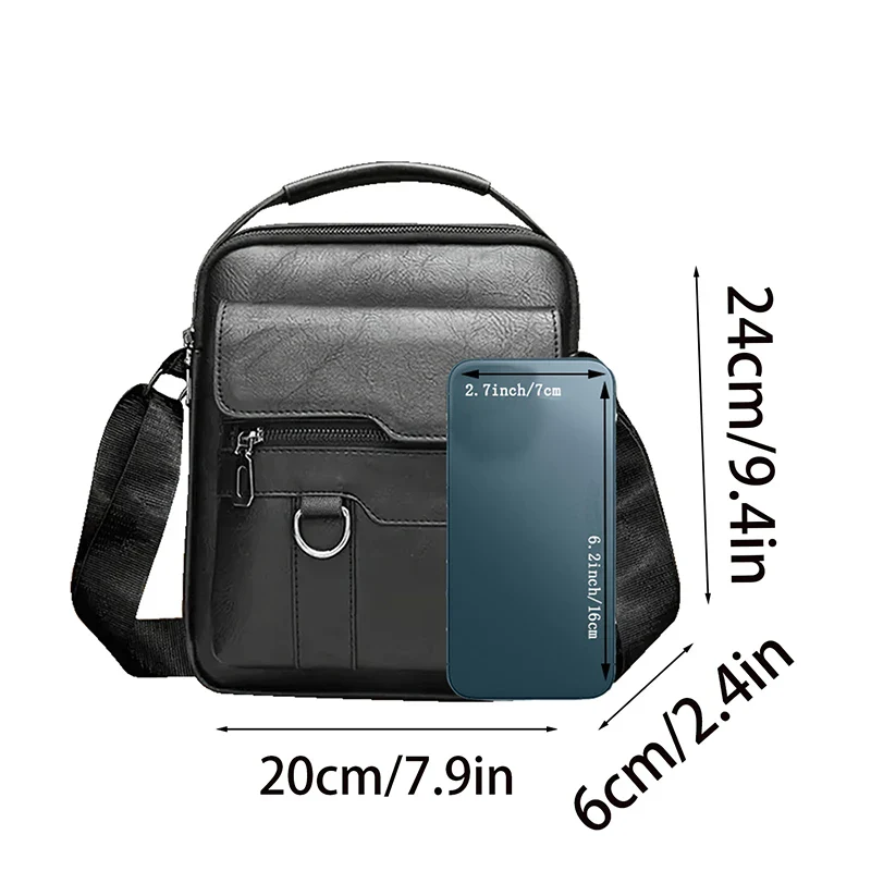 Vintage Textured Messenger Bag – Lightweight Compact & Practical - Image 3
