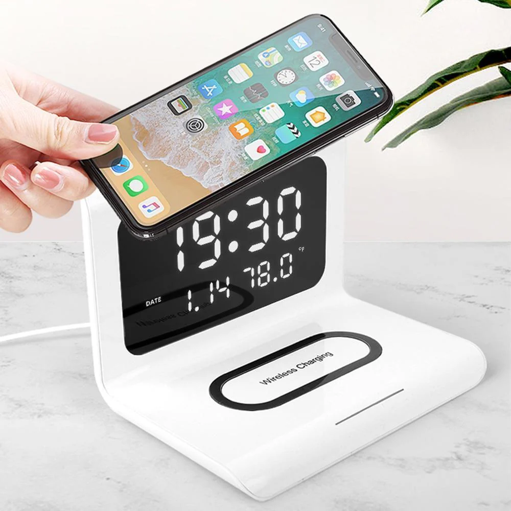 Multifunctional 10W Qi Wireless Charging Pad With Clock - Image 2