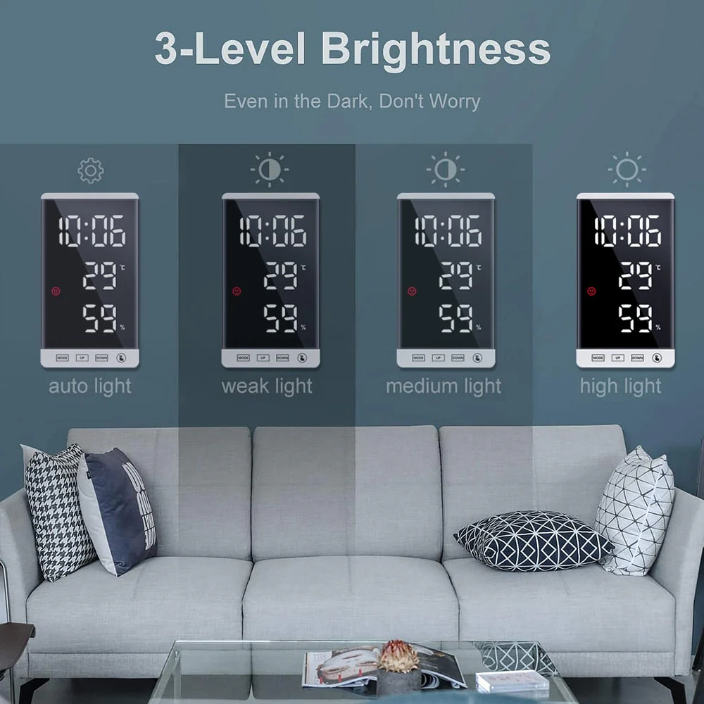 Stylish Multifunctional LED Mirror Alarm Clock - Image 11