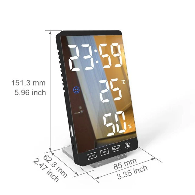 Stylish Multifunctional LED Mirror Alarm Clock - Image 12