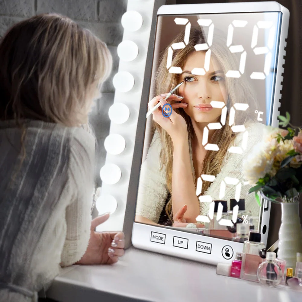 Stylish Multifunctional LED Mirror Alarm Clock - Image 2