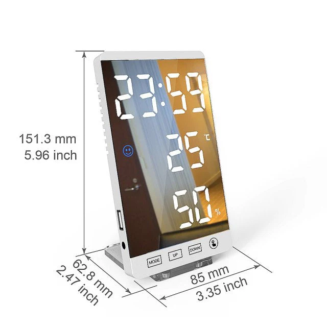 Stylish Multifunctional LED Mirror Alarm Clock - Image 3