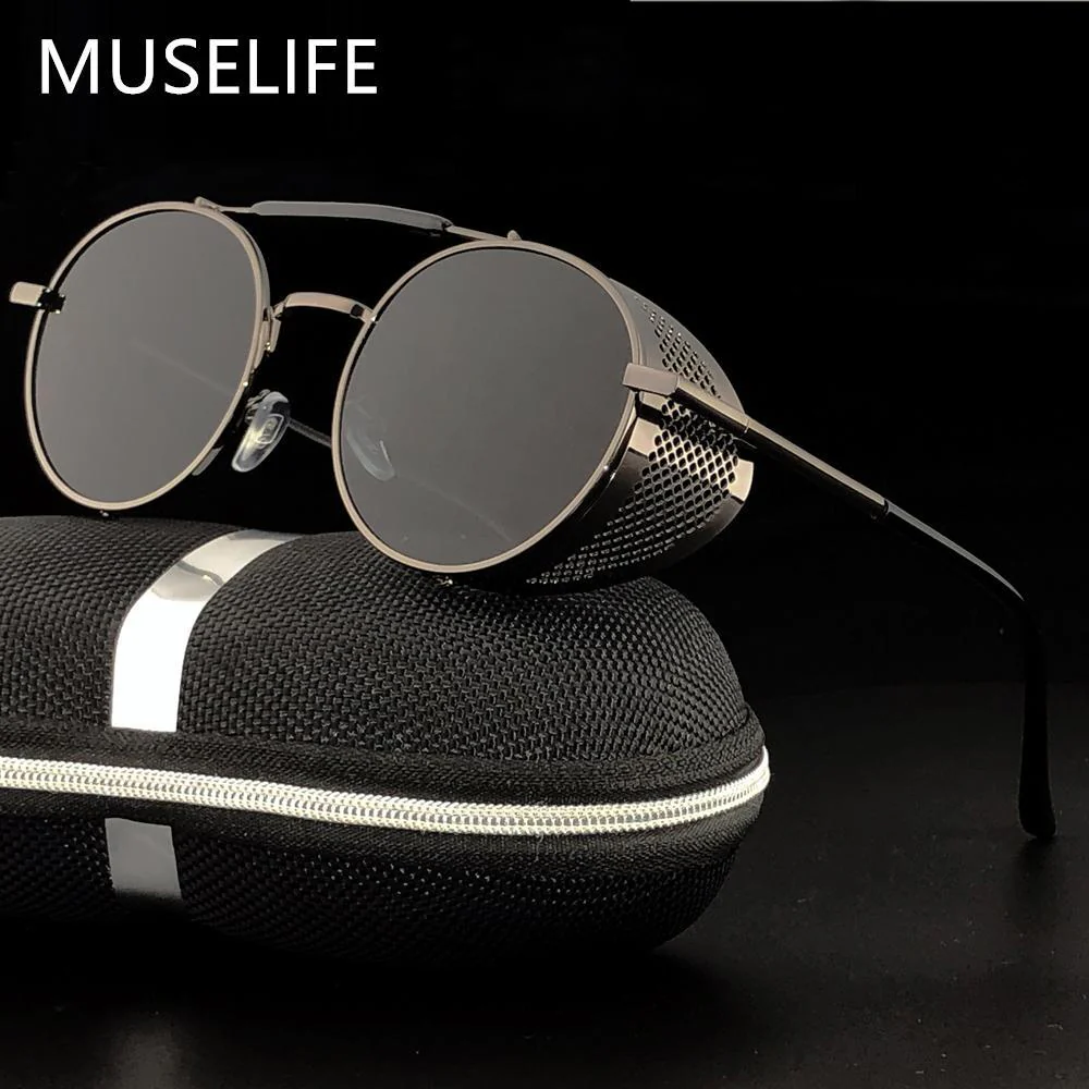 Unisex Steampunk Round Metal Sunglasses