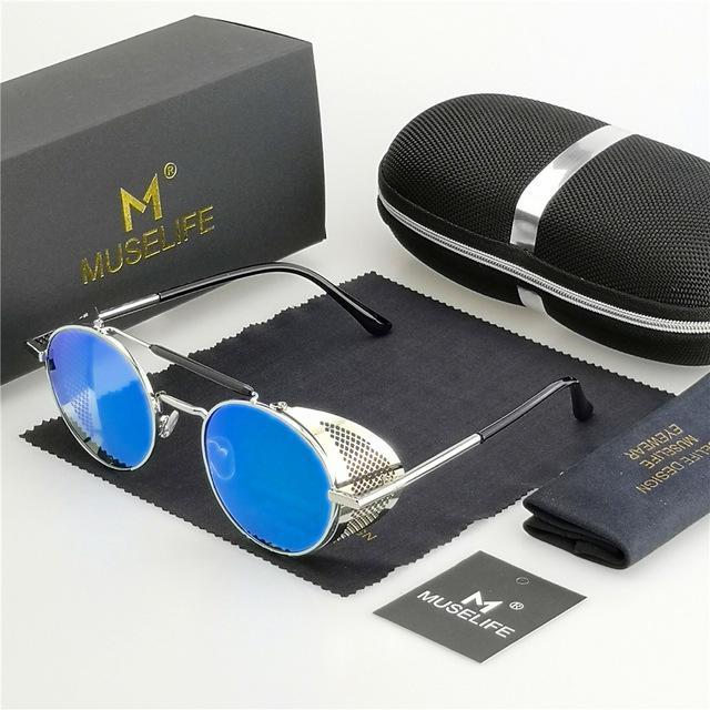 Unisex Steampunk Round Metal Sunglasses - Image 3