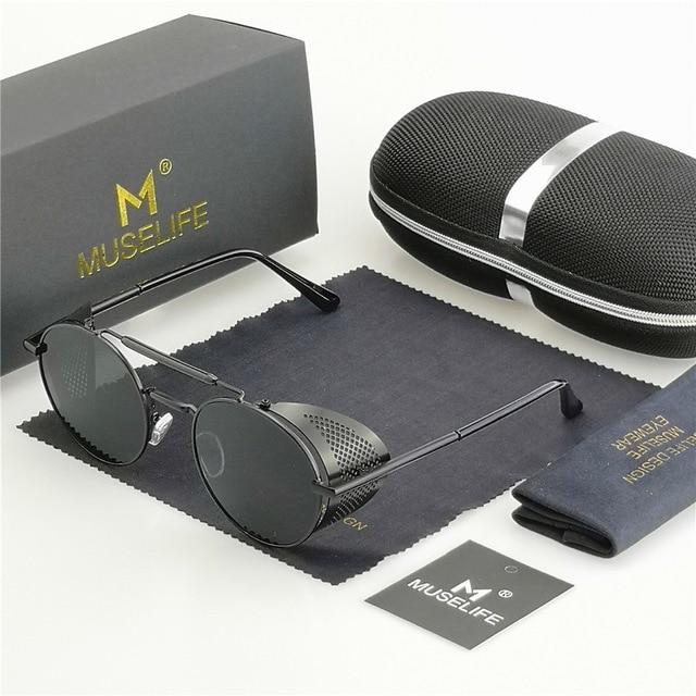 Unisex Steampunk Round Metal Sunglasses - Image 6