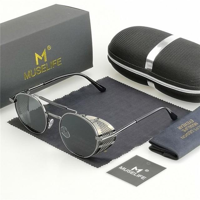 Unisex Steampunk Round Metal Sunglasses - Image 8