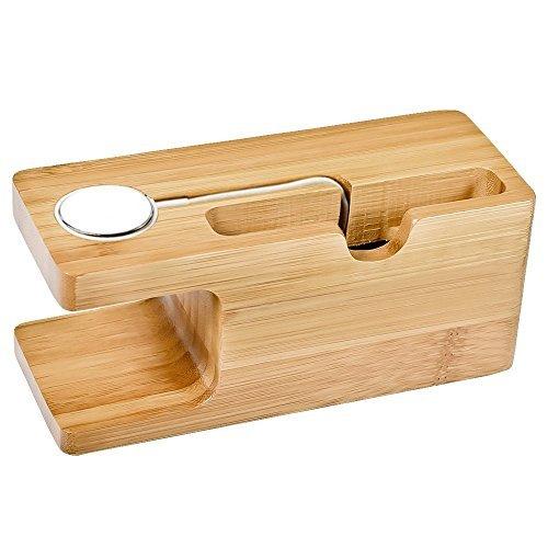 Natural Bamboo Charging Dock For Apple Phone and Watch - Image 3