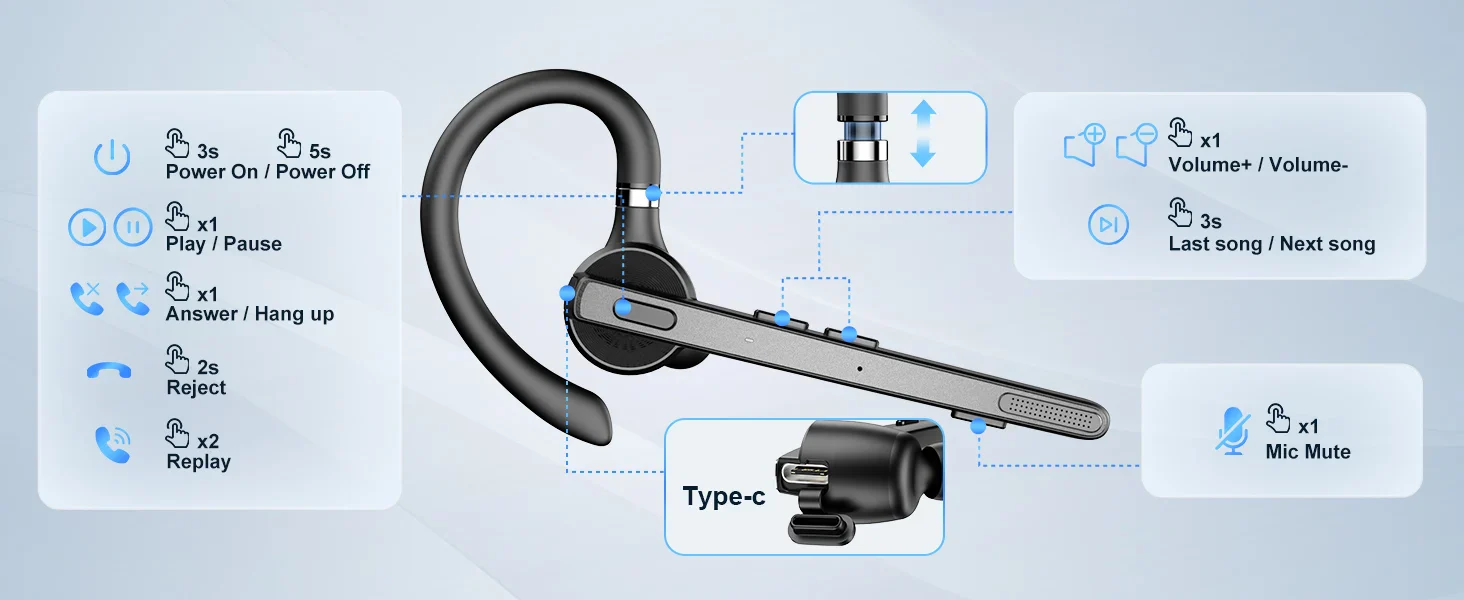 Bee M53 Dual-Mic Noise Cancelling Hi-Fi Audio Lightweight Headset with Charging Case - Image 13