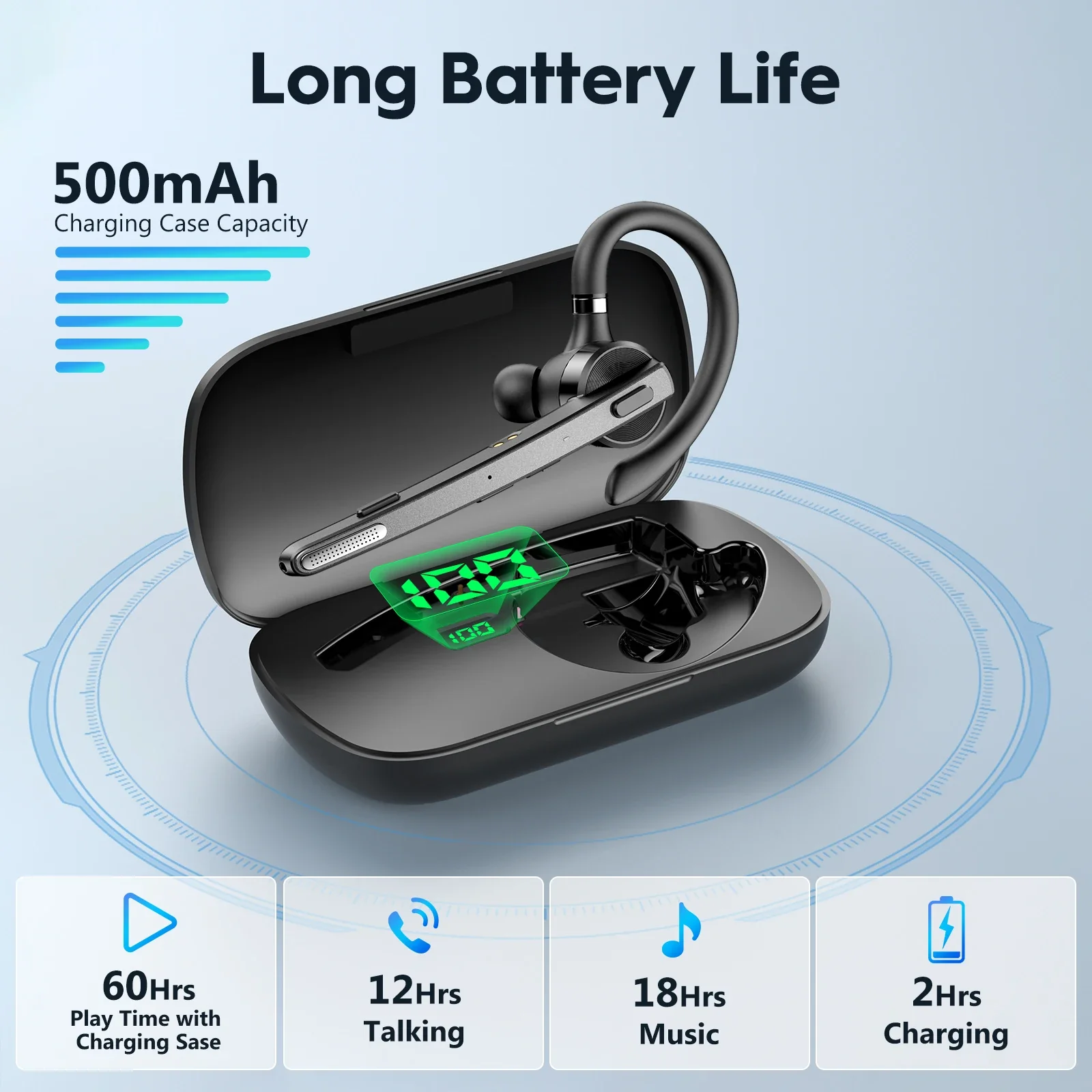 Bee M53 Dual-Mic Noise Cancelling Hi-Fi Audio Lightweight Headset with Charging Case - Image 3
