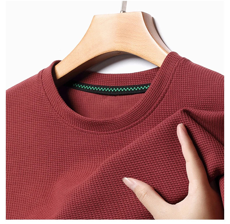 Summer 3D Waffle-Knit Crew Neck T-Shirt – Breathable & Soft - Image 11