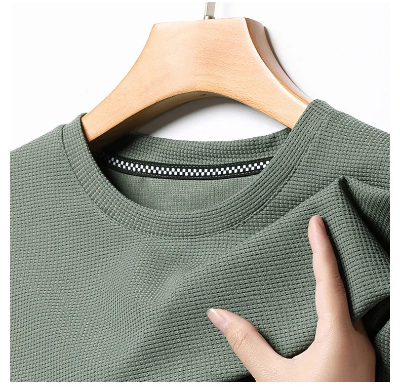 Summer 3D Waffle-Knit Crew Neck T-Shirt – Breathable & Soft - Image 12