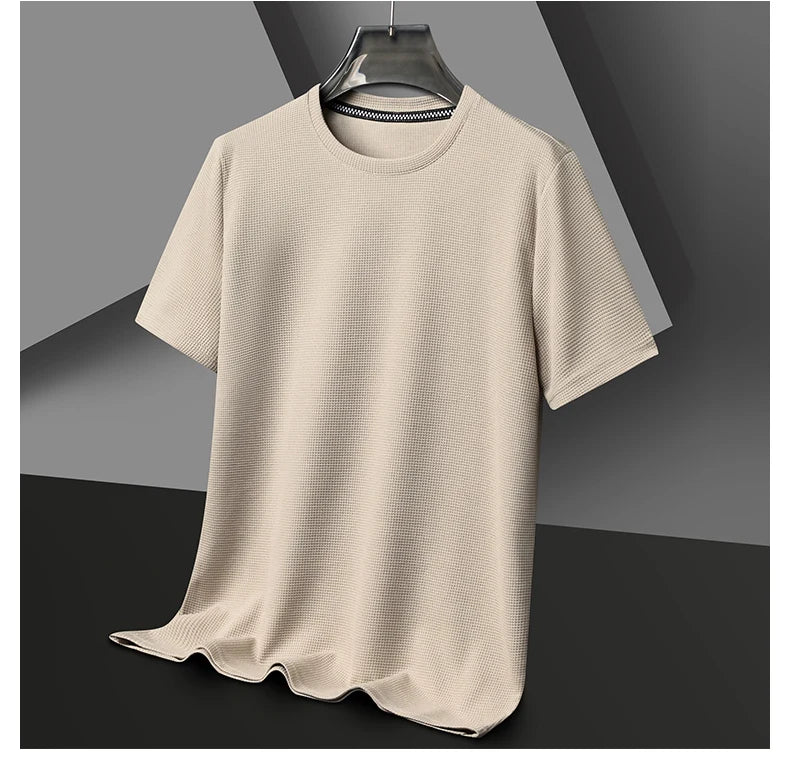 Summer 3D Waffle-Knit Crew Neck T-Shirt – Breathable & Soft - Image 16