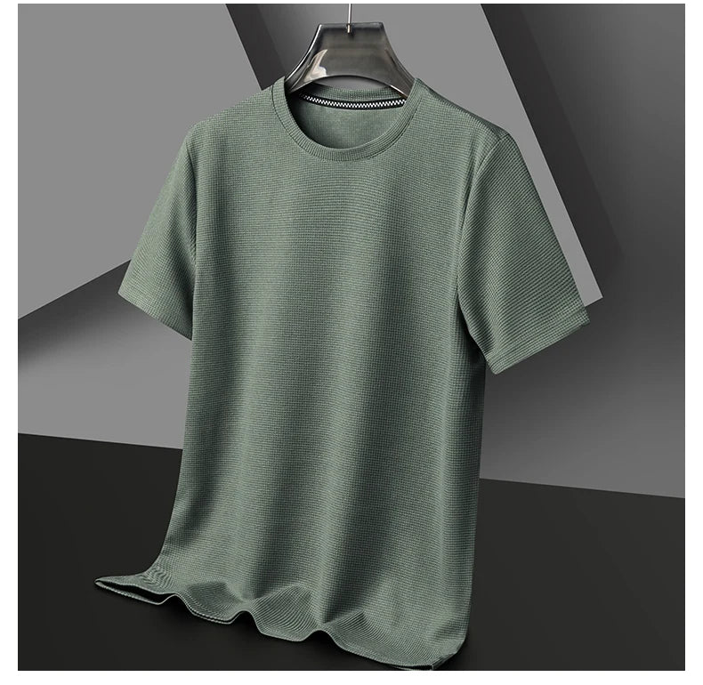 Summer 3D Waffle-Knit Crew Neck T-Shirt – Breathable & Soft - Image 19