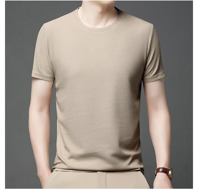 Summer 3D Waffle-Knit Crew Neck T-Shirt – Breathable & Soft - Image 23