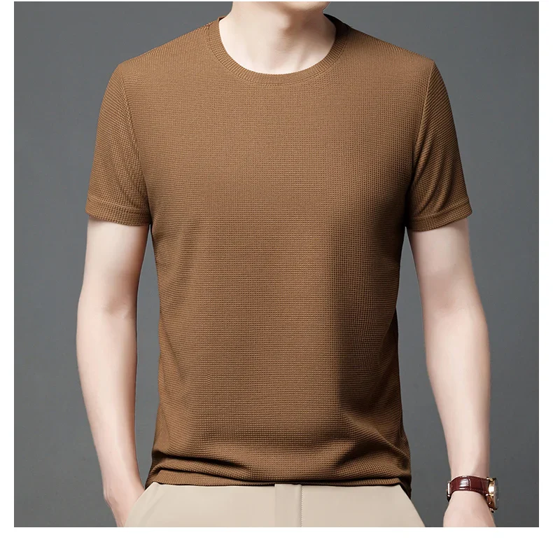 Summer 3D Waffle-Knit Crew Neck T-Shirt – Breathable & Soft - Image 24