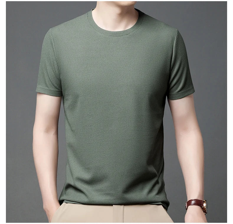 Summer 3D Waffle-Knit Crew Neck T-Shirt – Breathable & Soft - Image 26