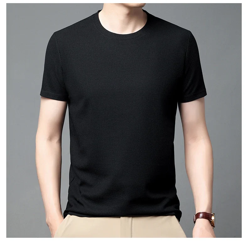 Summer 3D Waffle-Knit Crew Neck T-Shirt – Breathable & Soft - Image 27
