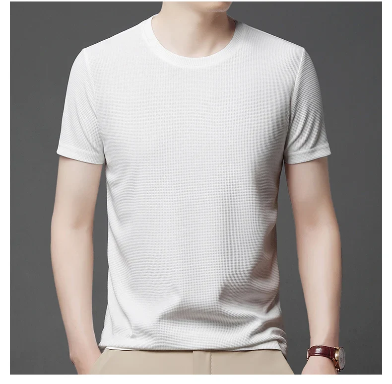 Summer 3D Waffle-Knit Crew Neck T-Shirt – Breathable & Soft - Image 28