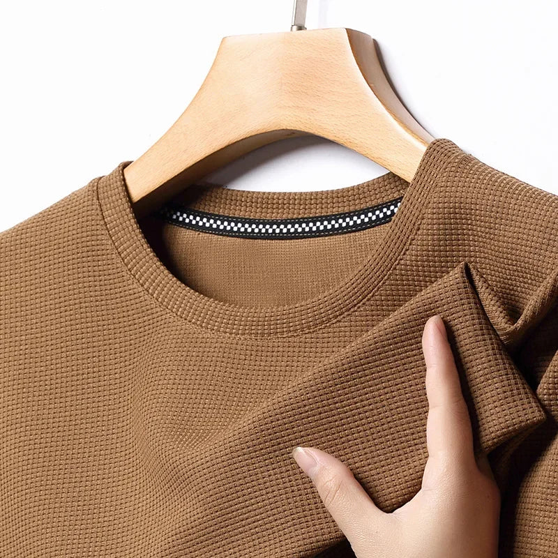 Summer 3D Waffle-Knit Crew Neck T-Shirt – Breathable & Soft - Image 37