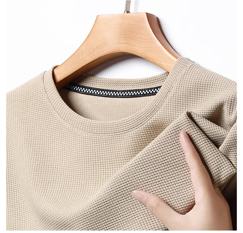 Summer 3D Waffle-Knit Crew Neck T-Shirt – Breathable & Soft - Image 6