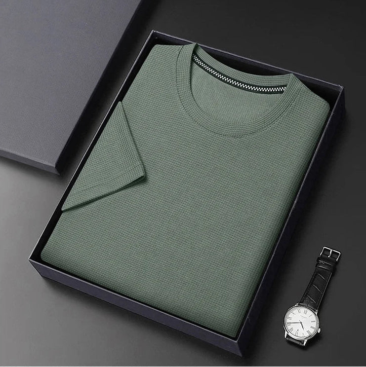 Summer 3D Waffle-Knit Crew Neck T-Shirt – Breathable & Soft - Image 9