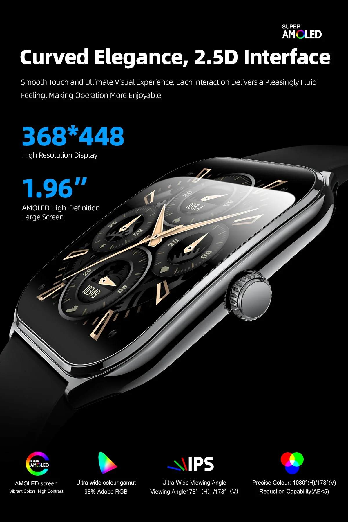 Ultra-Thin and Lightweight Brilliant 1.96” AMOLED Display Health Monitoring Smartwatch - Image 10