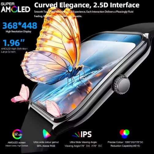 Ultra-Thin and Lightweight Brilliant 1.96” AMOLED Display Health Monitoring Smartwatch - Image 28