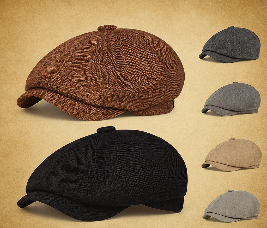 Retro Gatsby Style Classic 8-Panel Design Premium Twill Cotton Fabric Newsboy Cap - Image 3
