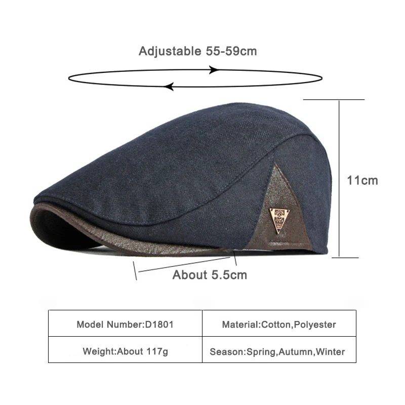 Spring & Autumn Adjustable Retro Flat Cap with Side Triangle Accent - Image 11