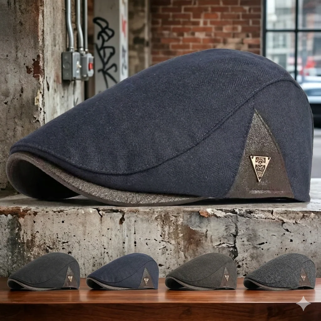 Spring & Autumn Adjustable Retro Flat Cap with Side Triangle Accent - Image 16