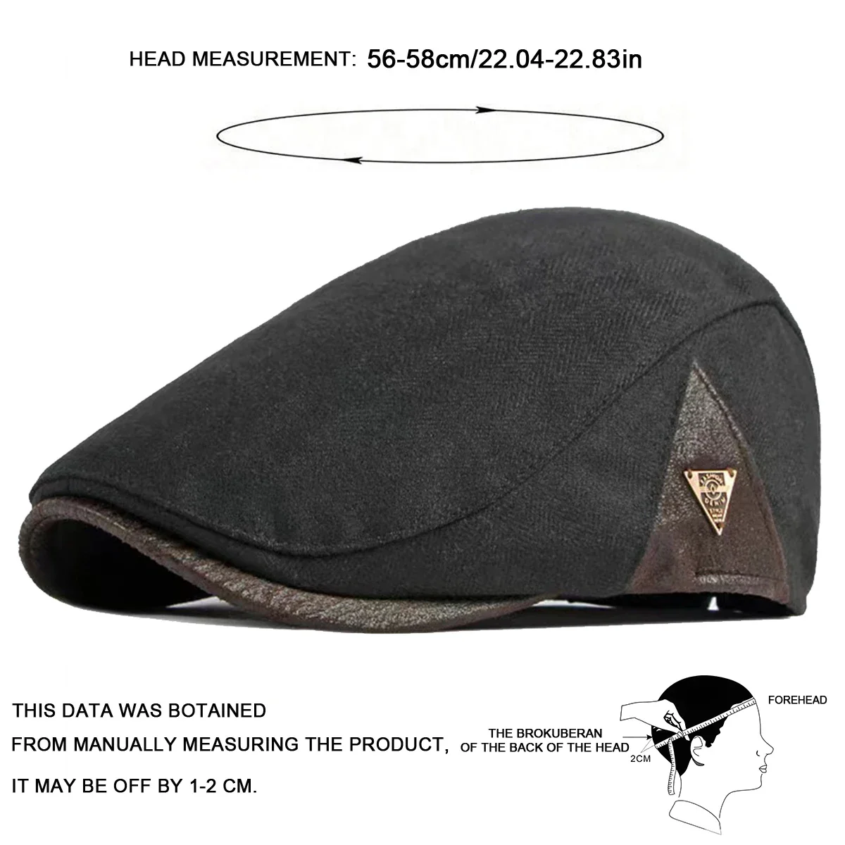 Spring & Autumn Adjustable Retro Flat Cap with Side Triangle Accent - Image 3