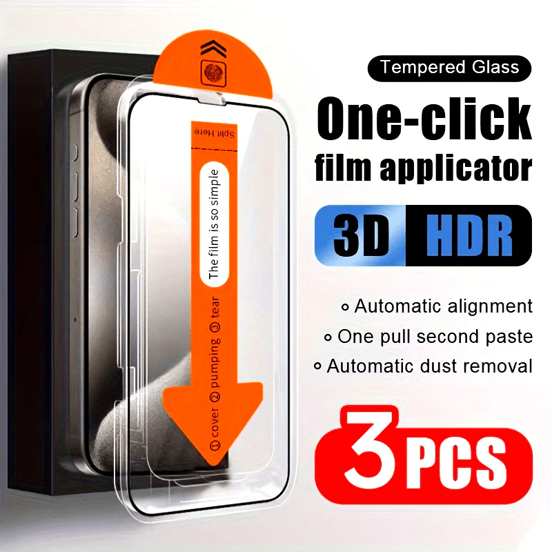 One-Click EZ Installation HD Clarity Tempered Glass Oleophobic Coating Screen Protector (3pcs) - Image 3
