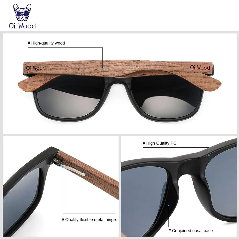 HD Polarized UV400 Full Glare Barrier Natural Wooden Anti-Impact Sunglasses - Image 5